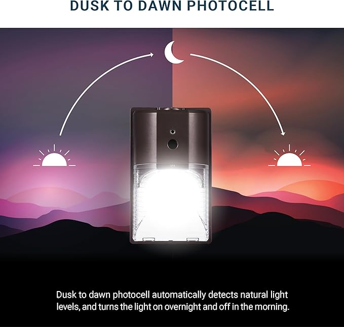 PARMIDA (4 Pack) Mini LED Wall Pack Light 26W Dusk to Dawn Photocell Sensor, 3000lm, 150W Equivalent, IP65 Waterproof, 5000K, ETL, 100-277VAC Outdoor Wall-Mount Area Exterior Security Lighting, Bronze
