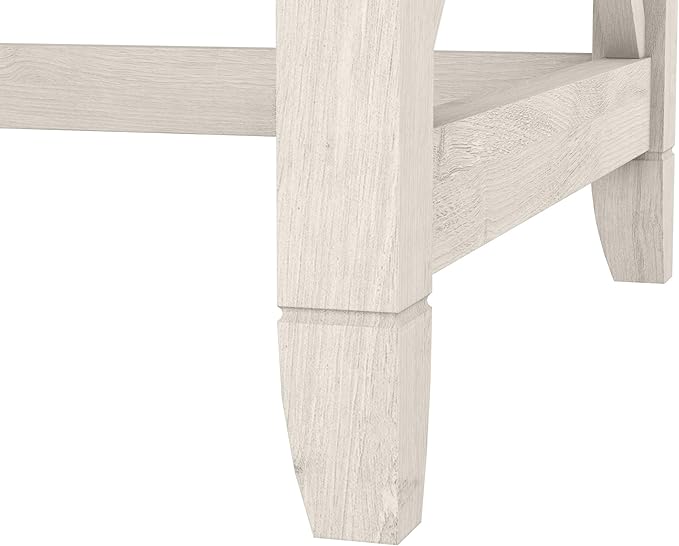 Bush Furniture Key West 60W Modern Farmhouse L Shaped Desk in Linen White Oak, 60-Inch Corner Computer Table for Home Office Workspace