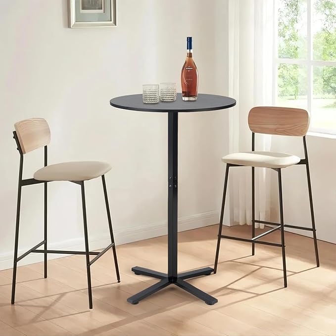 Bar Table,41 Inch Height Cocktail Table Round Bistro Bar Table with Metal Frame and Cross Base for Home,Kitchen Dining,Bar,Black