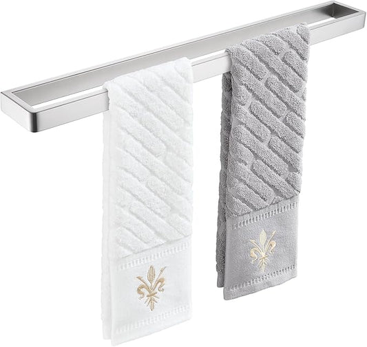 APLusee Square Towel Bar Brushed Nickel, 22.8" 304 Stainless Steel Towel Rack for Bathroom Kitchen Wall Mounted, Rustproof & Heavy Duty Towel Holder