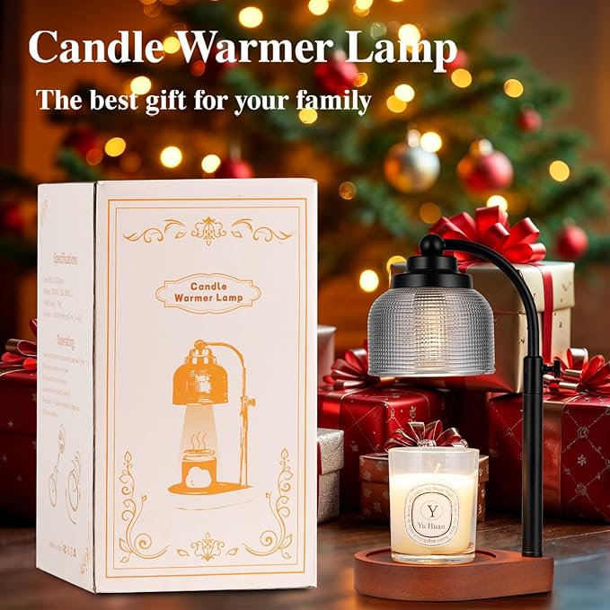 Candle Warmer Lamp Remote Control, Timer and Dimmer, Birthday Gifts for Women Mom Sister, House Warming Gifts Vintage Home Decor, Adjustable Height Wax Melt Warmer for Jar Candles with 2 Bulbs