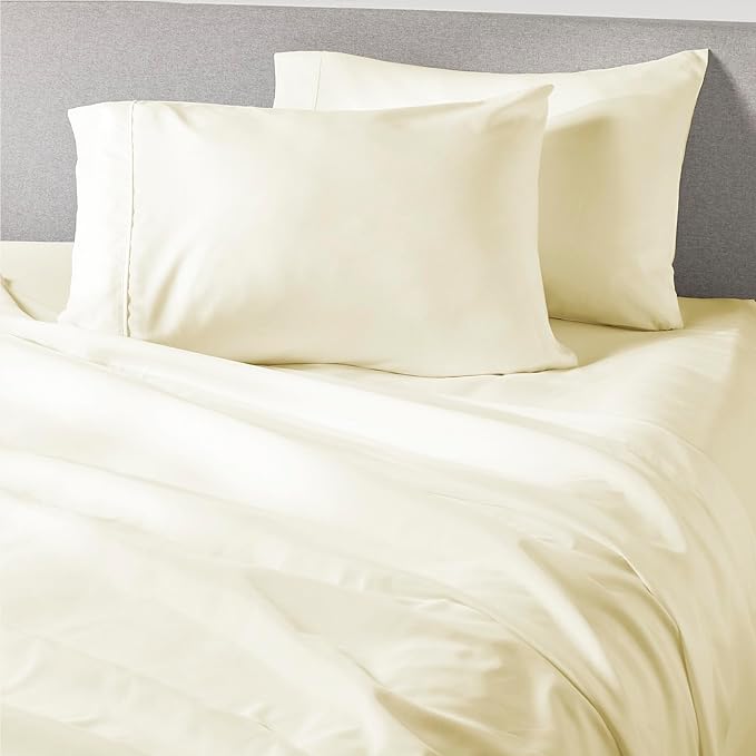 PeachSkinSheets Vanilla Bean Sheet Set - 1500tc Level of Softness - Extra Soft Cooling Sheets for Hot Sleepers and Night Sweats - Queen Size