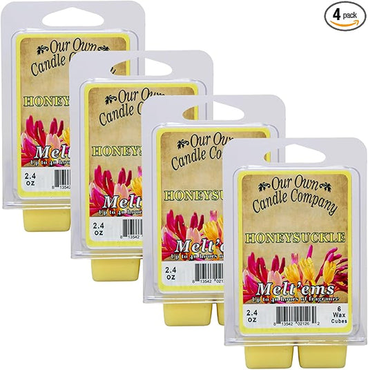 Our Own Candle Company Premium Wax Melt, Honeysuckle Scent, 6 Cubes, 2.4 oz (4 Pack)
