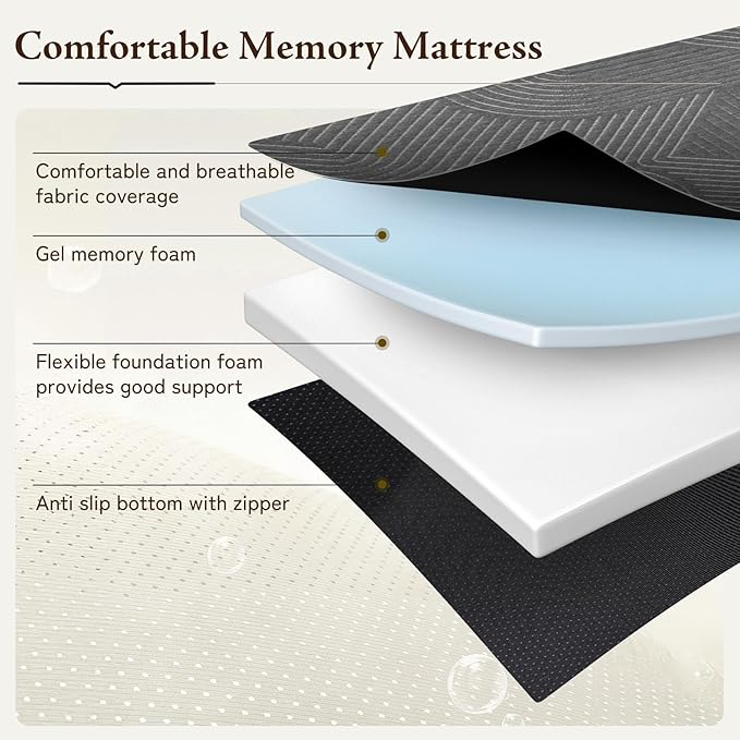 Tri Folding Mattress Full Size - Memory Foam Tri-fold Mattress, Handle & Non-Slip Bottom, Portable Foldable Sofa Bed Floor Chair for Travel RV Camping Guest Yoga - 4 Inch, 73"x52"x4"