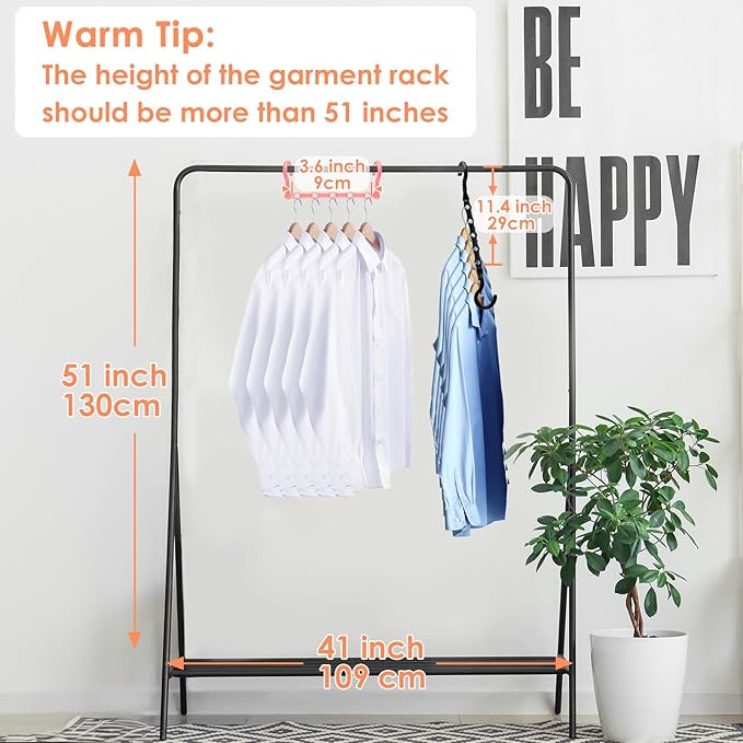 College Dorm Room Essentials, Magic Hangers Space Saving Clothes Hanger, Closet Organizers and Storage, Smart Space Saver Sturdy Plastic Hangers with 5 Holes for Heavy Clothes, 6 Pack