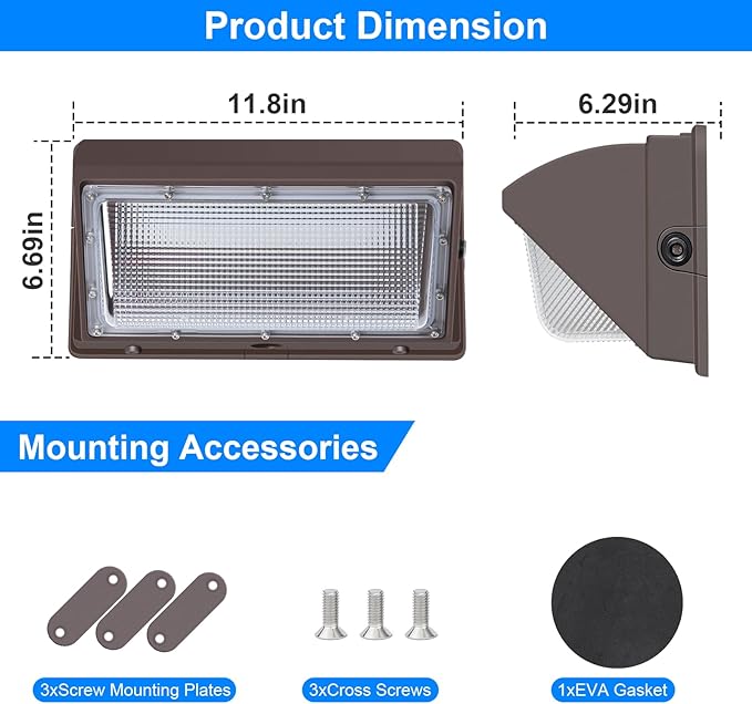 120W LED Wall Pack with Photocell, 5000K 15840LM Dusk to Dawn Lights Security Switch Control Outdoor Wall Light, Commercial Waterproof Rust-Proof Outside Lighting for Barn Shop Garage 6 Pack