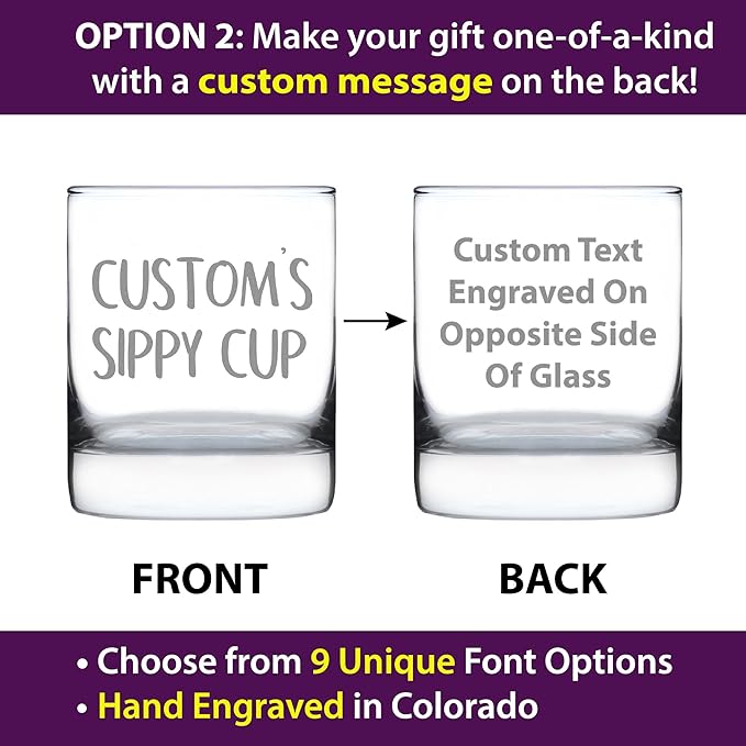 Custom Grandpa's Sippy Cup - Unique Whiskey Rocks Glass for Grandfathers - Fun Grandpa Gifts - 10.25 Oz - Parent - Customized Glasses