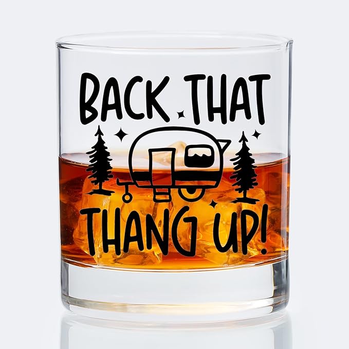 Funny Camping Gifts Old Fashioned Whiskey Glasses, Camper Gifts for Rv Owner, Rv Traveler Gift 10 oz Rocks Barware Cup for Cocktail Drinks Scotch Bourbon Liquor