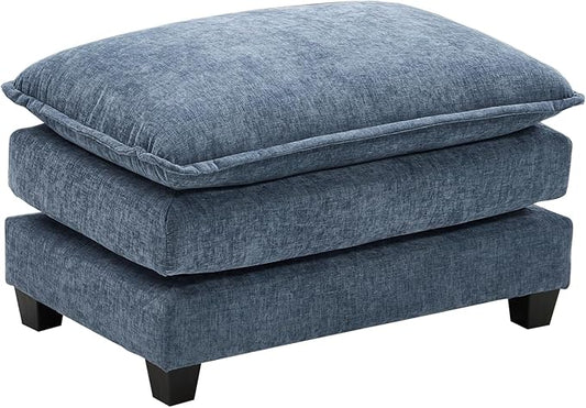 Ihanherry Ottoman for Modular Sectional Cloud Sofa, Chenille Deep Seat Couch for Apartment, Living Room and Bedroom, Blue