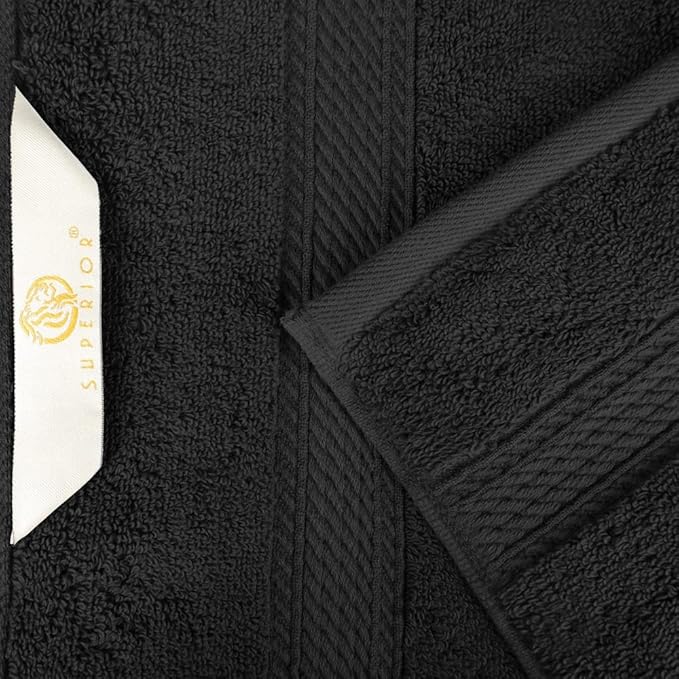 Superior Egyptian Cotton Pile 3 Piece Towel Set, Includes 1 Bath, 1 Hand, 1 Face Towel/Washcloth, Ultra Soft Luxury Towels, Thick Plush Essentials, Guest Bath, Spa, Hotel Bathroom, Black