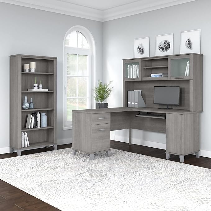 Bush Furniture File Drawer Accommodates Letter-Size documents While Box Drawer Stores Office Supplies and Utensils