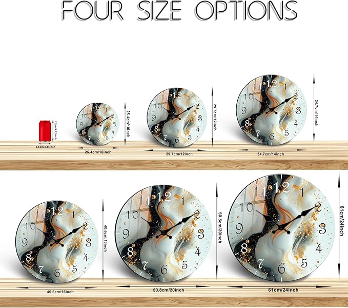 Black Wihte Wall Clock 10 Inch Round Silent Non-Ticking Quartz Battery Operated Wall Clocks Marble Pattern Decor Arabic Numerial Clock for Kitchen, Bedroom