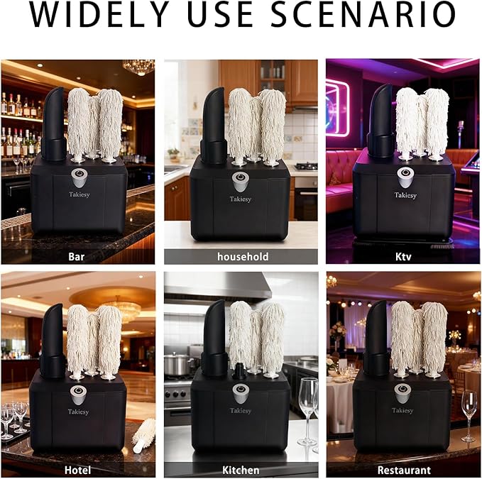 Commercial Glass Polisher Machine with 6 Microfiber Brushes, 330 Cups/Hour, 136℉ Warm Air Drying & LFGB Certified Heads, Build for Wine Beer Glasses in Bar Restaurant Hotel