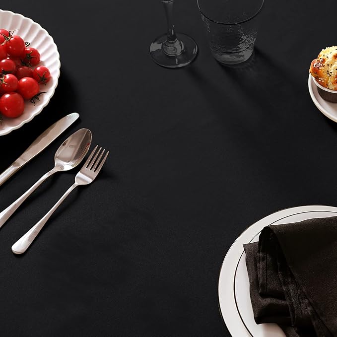 6 Pack Black Round Tablecloths 90 Inches Table Cloth Stain and Wrinkle Resistant Washable Polyester Table Cover Fabric for Party, Wedding,Dining,and Banquet Decoration