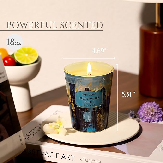 HomeLights High Summer Night Scented Candles | 6.7oz Soy Candles Industrial Chic Large Candle Jars | Ideal Candle Gifts for Events, Home Decor Stress, Relief & Relaxation