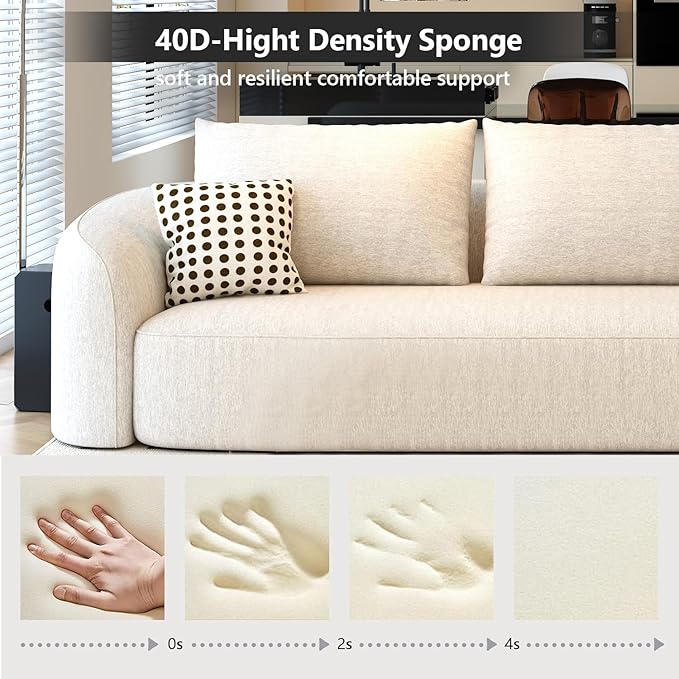 138.6" Modular Sectional Couches Luxury Modern Curved Back Sofa,Minimalist Comfy L-Shape Boneless Cloud Couch for Living Room Apartment,(Right Facing Chaise,White)