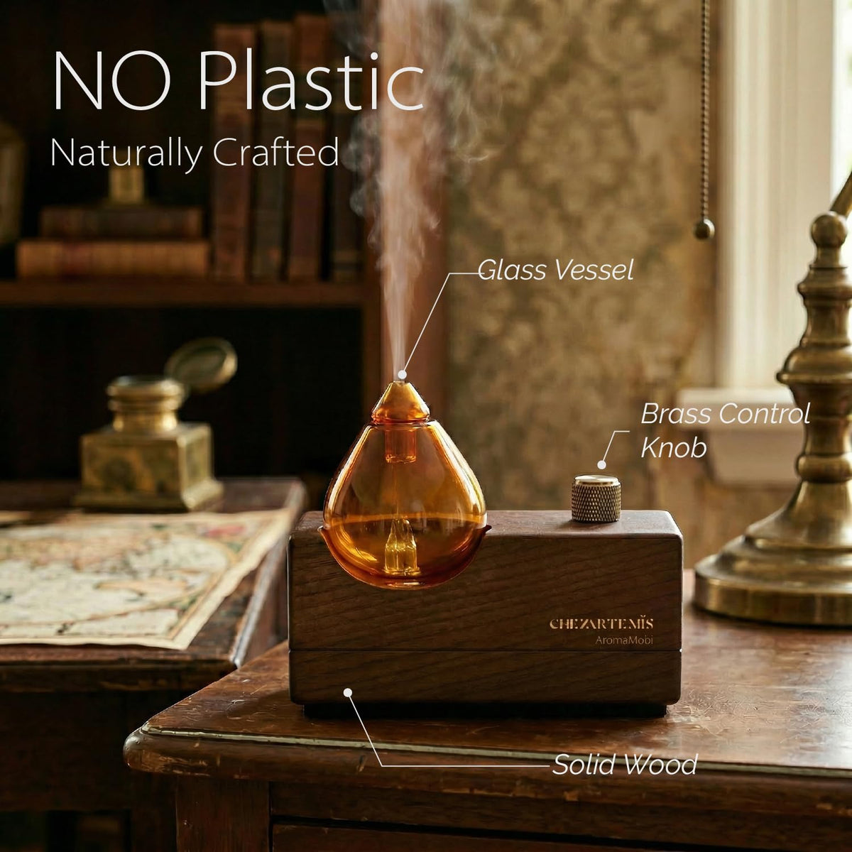 chezArtemis Amber Retro Waterless Essential Oil Diffuser for Aromatherapy