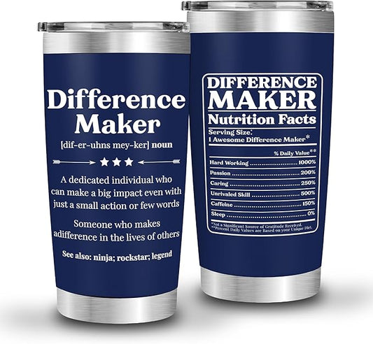 Tumbler For Coworker - Difference Maker Tumbler - Drinking Cup for Coworkers, Difference Maker Gift For Boss, Manager, Man Teacher Appreciation Gifts, Travel Mug Gift Christmas, Anniversary