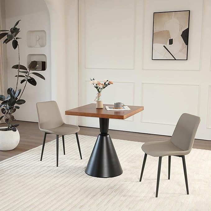 Leather Dining Chairs Set of 4, Mid Century Modern Faux Leather Kitchen & Dining Room Chairs, Comfortable Dinner Chair Kitchen Chairs for Restaurant Living Room, Cafe, Home (4, Young Colt)