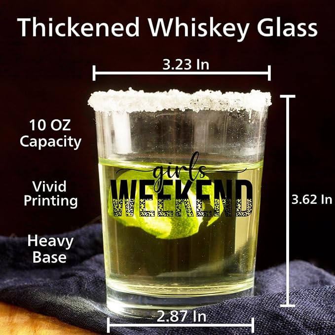Girls Weekend Gifts Whiskey Glasses 10 oz, Girls Trip Gifts Favors Old Fashioned Rocks Glasses Cup for Vacation Friendship Party Drinking Scotch Bourbon Liquor