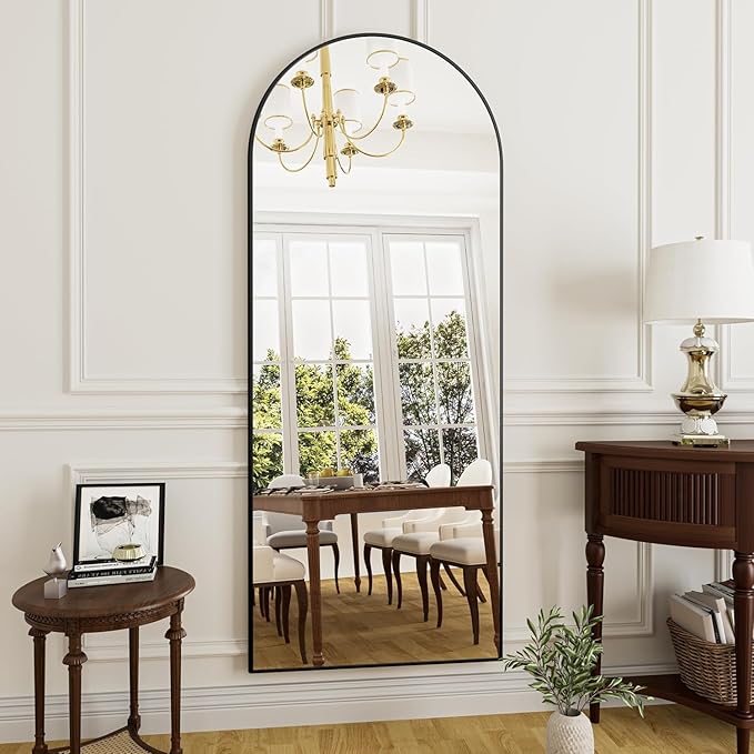Arched Full Length Mirror, Floor Mirror with Stand, 71"x26" Mirrors for Home Decor, Full Body Length Floor Mirrors, Wall Mounted Mirror for Bedroom, Living Room, Black