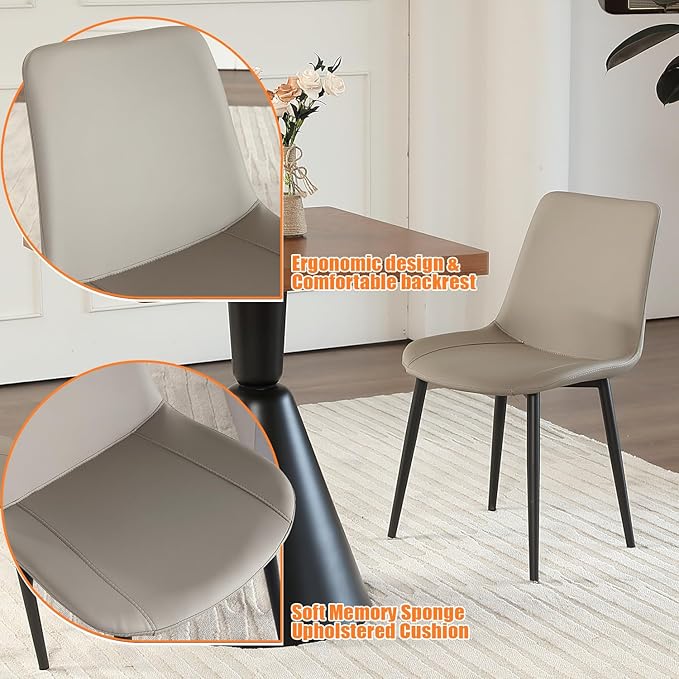 Leather Dining Chairs Set of 6, Mid Century Modern Faux Leather Kitchen & Dining Room Chairs, Comfortable Dinner Chair Kitchen Chair for Restaurant Living Room, Cafe, Home (6, Young Colt)