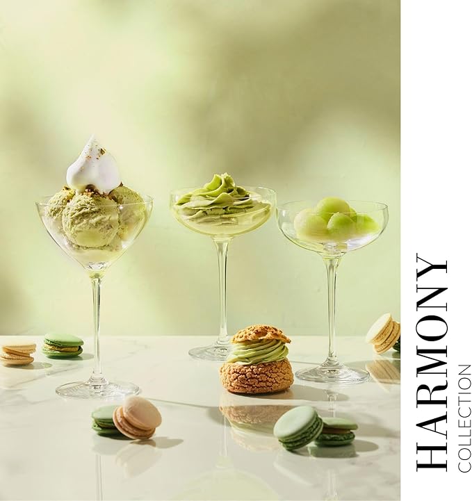 Krosno Martini Cocktail Glasses, Set of 6, 8.3 oz, Harmony Collection, Ideal for Cocktails, Frozen Desserts, Dishwasher Safe, Made in Europe