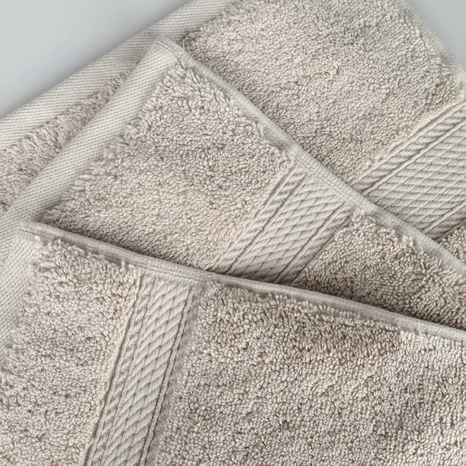 Superior Egyptian Cotton Pile Hand Towel Set of 4, Ultra Soft Luxury Towels, Thick Plush Essentials, Absorbent Heavyweight, Guest Bath, Hotel, Spa, Home Bathroom, Shower Basics, Stone