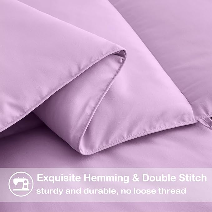 EASELAND Twin XL Down Alternative Comforter - Quilted Duvet Insert for All Seasons, Soft Lightweight with Corner Tabs, Summer Winter Warm Bedding, Lavender 68×92 Inches
