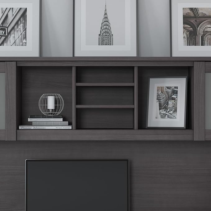 Bush Furniture Somerset 72W L Shaped Desk with Hutch in Storm Gray