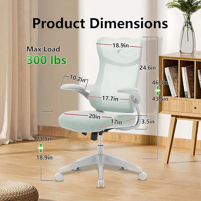 TT Airflex V2 Mesh Ergonomic Super Soft Wide Cushion Office Computer Desk Chair Adjustable Arms (Minty Green)