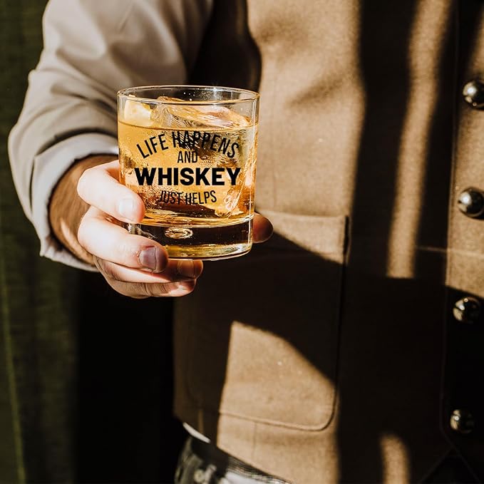 Funny Whiskey Glasses 10 oz, Whiskey Drinker Gifts for Men, Whisky Gifts Old Fashioned Rocks Glasses Cup for Women Men Drinking Scotch Bourbon Liquor