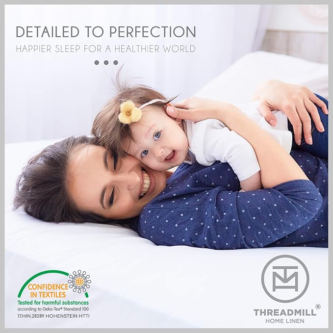Threadmill Twin Bed-Sheets - 800 Thread Count Jacquard Celine Hotel White, 100% Natural Cotton 3 Piece Striped Bed Set, Extra Long Staple Cotton, Comfy Damask Sheets with Elasticized Deep Pocket