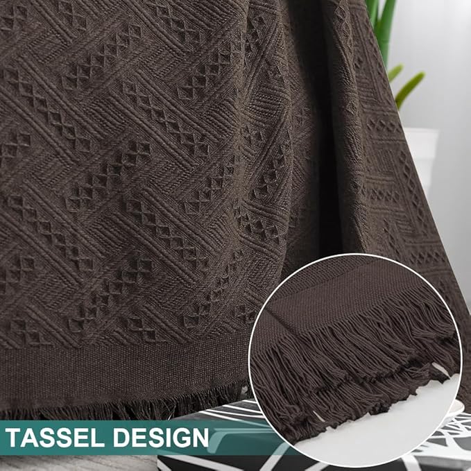 MYSKY HOME Chocolate Geometrical Sofa Covers, Sectional Couch Covers for 2 Cushion Couch Couch Cover Living Room Sofa Throws Sofa Slipcovers for Pets, Kids (Large, 71" x 102", Chocolate)