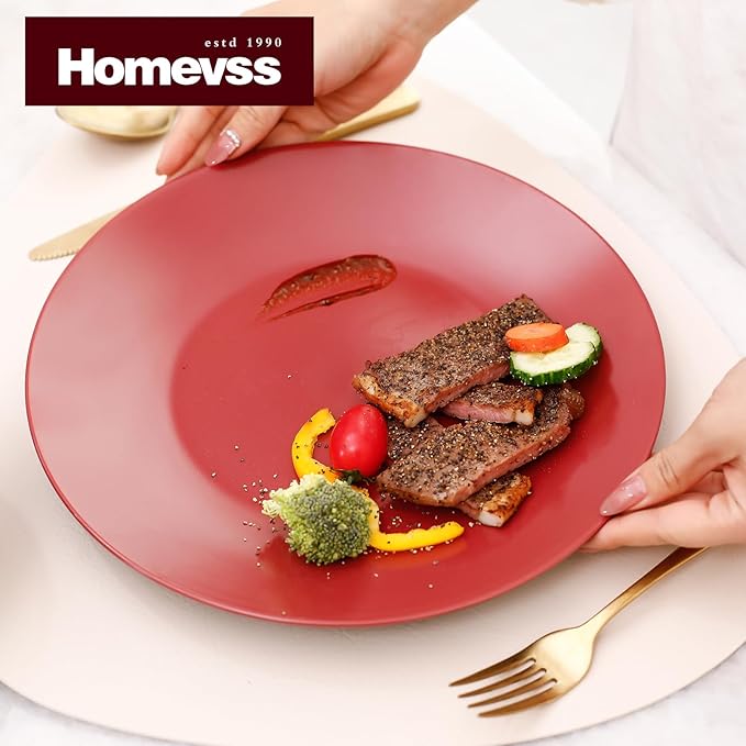 Colors Life 16pc Dinnerware Set，Shiny Black and Matte Berry