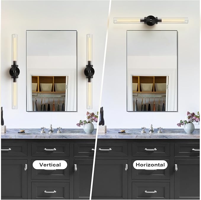 Black Wall Sconce, 30" Knurling Sconces,Bathroom Vanity Light Fixtures, Modern Wall Lights for Mirror, Bathroom, Living Room,Hallway,Staircase (1 Pack)
