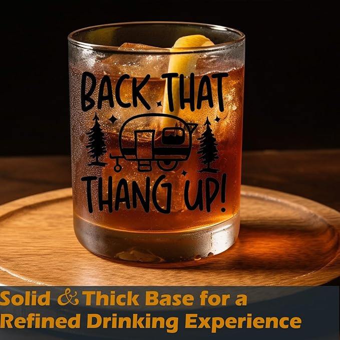Funny Camping Gifts Old Fashioned Whiskey Glasses, Camper Gifts for Rv Owner, Rv Traveler Gift 10 oz Rocks Barware Cup for Cocktail Drinks Scotch Bourbon Liquor