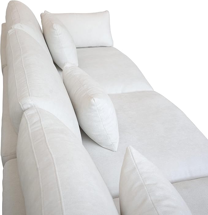 120" Cloud Couch Modular Sectional Sofa with Ottoman,Down Filled U Shaped 5 Seater Convertible Sofa,Cover Washable and Replaceable Couches for Living Room,White