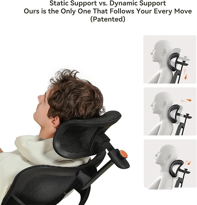 Newtral Ergonomic Office Chair, High Back Desk Chair with Footrest, Auto-Following Lumbar Support & Headrest, 4D Armrest, Adjustable Seat Depth and Height