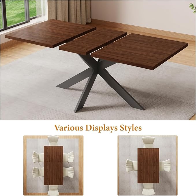 ZckyCine Dining Table Set for 6, Modern 78'' Wood Dining Table and Fabric Dining Chairs Set of 6,Table and Chairs Set of 6,Ideal for Kitchen Dining Room
