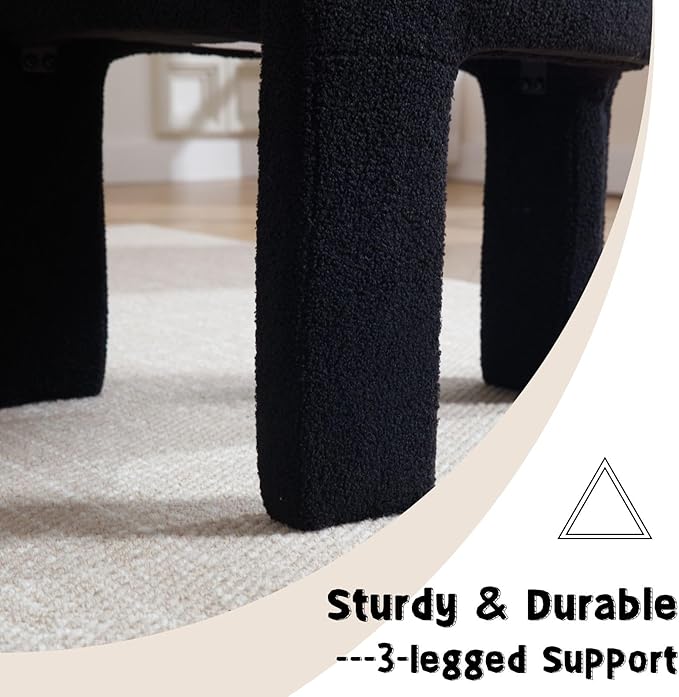 Modern Sherpa Barrel Dining Chairs Set of 6, Upholstered Boucle Dining Chairs Accent Chairs with Arms Comfy Makeup Vanity Chairs, Dining Living Room Kitchen Chairs, Black