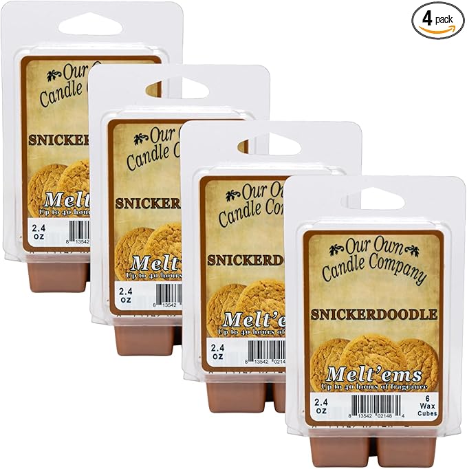 Our Own Candle Company Premium Wax Melt, Snickerdoodle, 6 Cubes, 2.4 oz (4 Pack)