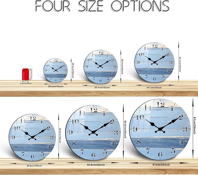 Large Vintage Wooden Wall Clock for Office Decor - 16 Inch Silent Battery Operated Round Clock, Highland Cattle Design - Non-Ticking Wall-Clock for Farmhouse, Living Room