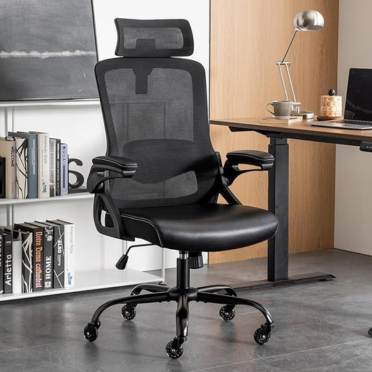 Ergonomic Office Chair, Desk Chair with Adjustable Lumbar Support, High Back Mesh Chair with Blade Wheels, Executive Chair for Home Office