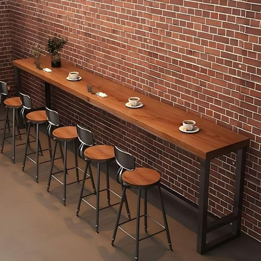 RUNNUP Farmhouse Bar Table Solid Wood Rectangle Bar Height Table for Kitchen Coffee Shop Window Small Space -Table Only(55.1" L x 15.7" W x 41.3" H)