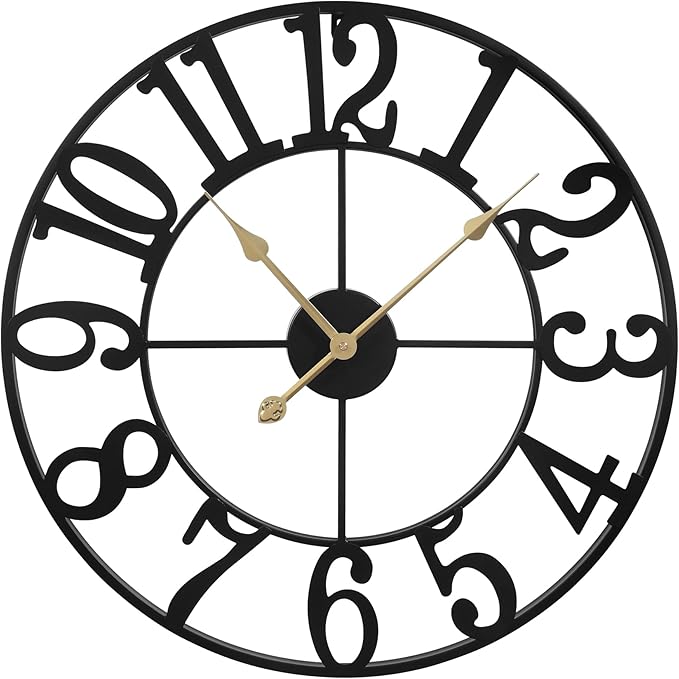 1st owned Wall Clock 32 Inch Round Large Indoor Wall Clocks Battery Operated Silent Non Ticking, Farmhouse Vintage Decorative Analog Metal Clock for Living Room, Kitchen, Bedroom Decor