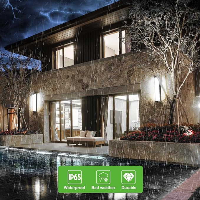 Sytmhoe Outdoor Wall Lights 10%-100% Dimming,2Packs Dimmable LED Modern Patio Wall Light Fixture, 23.6in Black Exterior Sconce Lights Suitable for Garage Courtyard House(6000K)