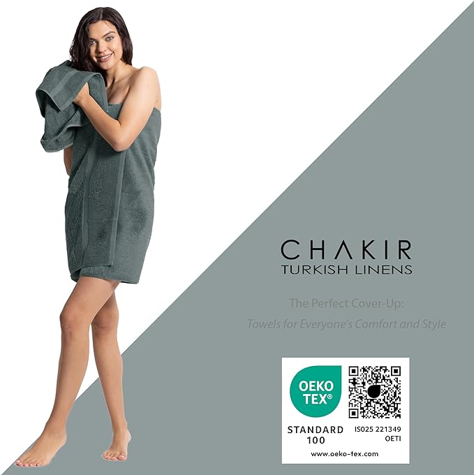 Chakir Turkish Linens | Hotel & Spa Quality 100% Cotton Premium Turkish Towels | Soft & Absorbent (8-Piece Towel Sets, Dark Gray)