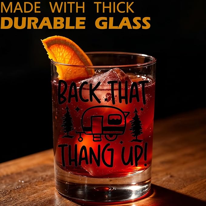 Funny Camping Gifts Old Fashioned Whiskey Glasses, Camper Gifts for Rv Owner, Rv Traveler Gift 10 oz Rocks Barware Cup for Cocktail Drinks Scotch Bourbon Liquor