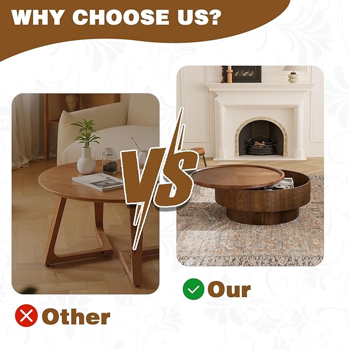 30.7 inch Storage Coffee Table Round Coffee Table with Storage Modern Luxury Circle Drum Coffee Tables for Living Room Apartment Easy Assembly